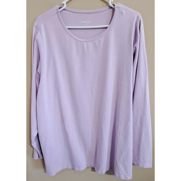 Lands' End 3X Lavender Long Sleeve Cotton Blend Layering Lagenlook T-Shirt - Picture 1 of 5